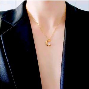 Crescent Moon Pendant Necklace 18k gold plated stainless steel